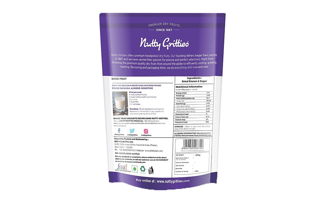 Nutty Gritties Prunes    Pack  200 grams